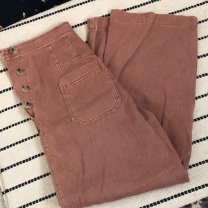 Freepeople rose colored wide leg crop pants